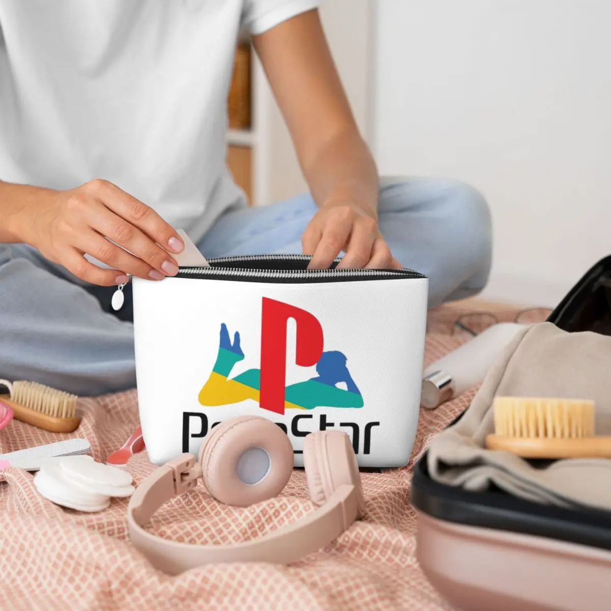 حقيبة مستحضرات التجميل النسائية البيضاء من Ps Pron Star، حقيبة تنظيم المكياج للسفر، صندوق أدوات تخزين أدوات الزينة