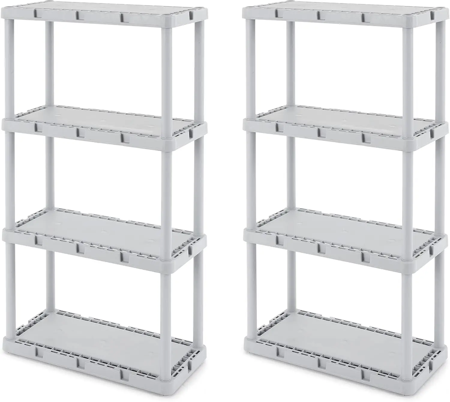 

Knect-A-Shelf Fixed Height 4 Tier Storage System Unit Light Duty For Home, Garage, And Laundry Room, 24 X 12 X 48, Gray (2