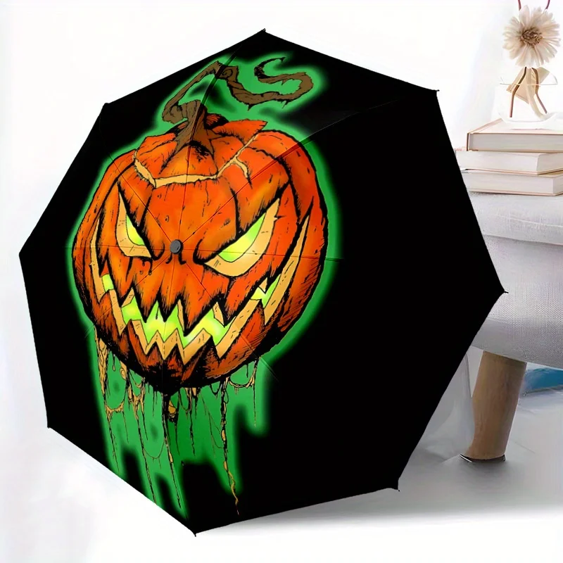 

1pc Automatic Open/Close Umbrella with Auto Open/Close System, Sturdy Iron Frame - Compact Travel Umbrella with 8-Rib Windproo