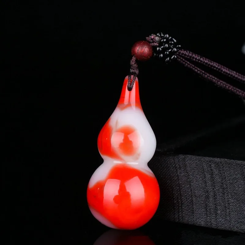 

Natural Chicken Red Hand Carved Gourd Jade Pendant, Fashionable Boutique Jewelry, Men's and Women's Necklaces