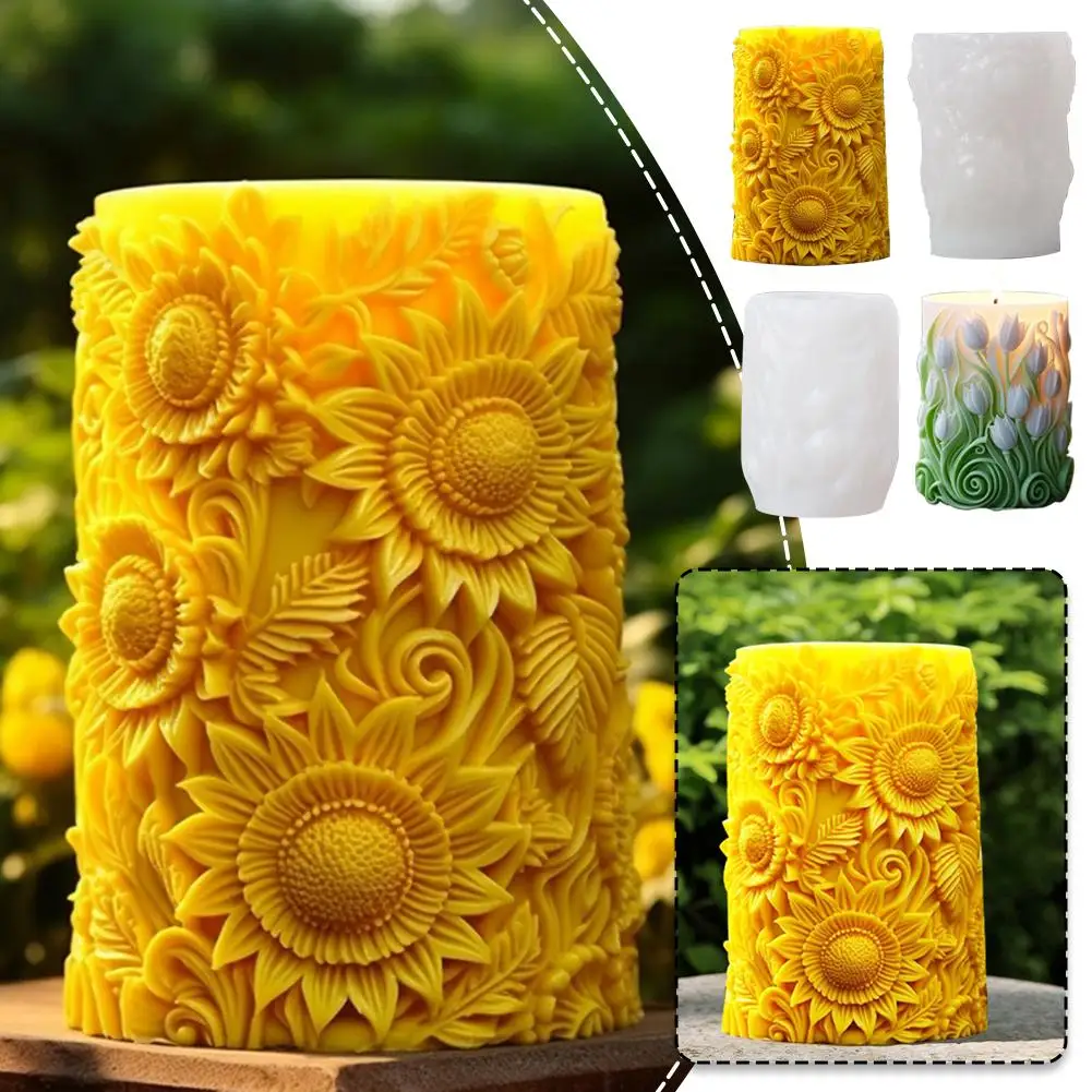 Blooming Flower Pillar Silicone Candle Molds Classic Design Handicrafts Decoration Decor Mold Making Candle Home Gift Home H1U5