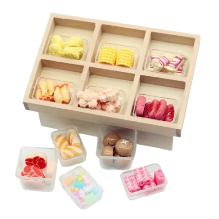

5 Boxes/Pack 1:12 Dollhouse Simulation Boxed Hotpot Barbecue Ingredients Model Dolls House Kitchen Food Miniture Decor Toy