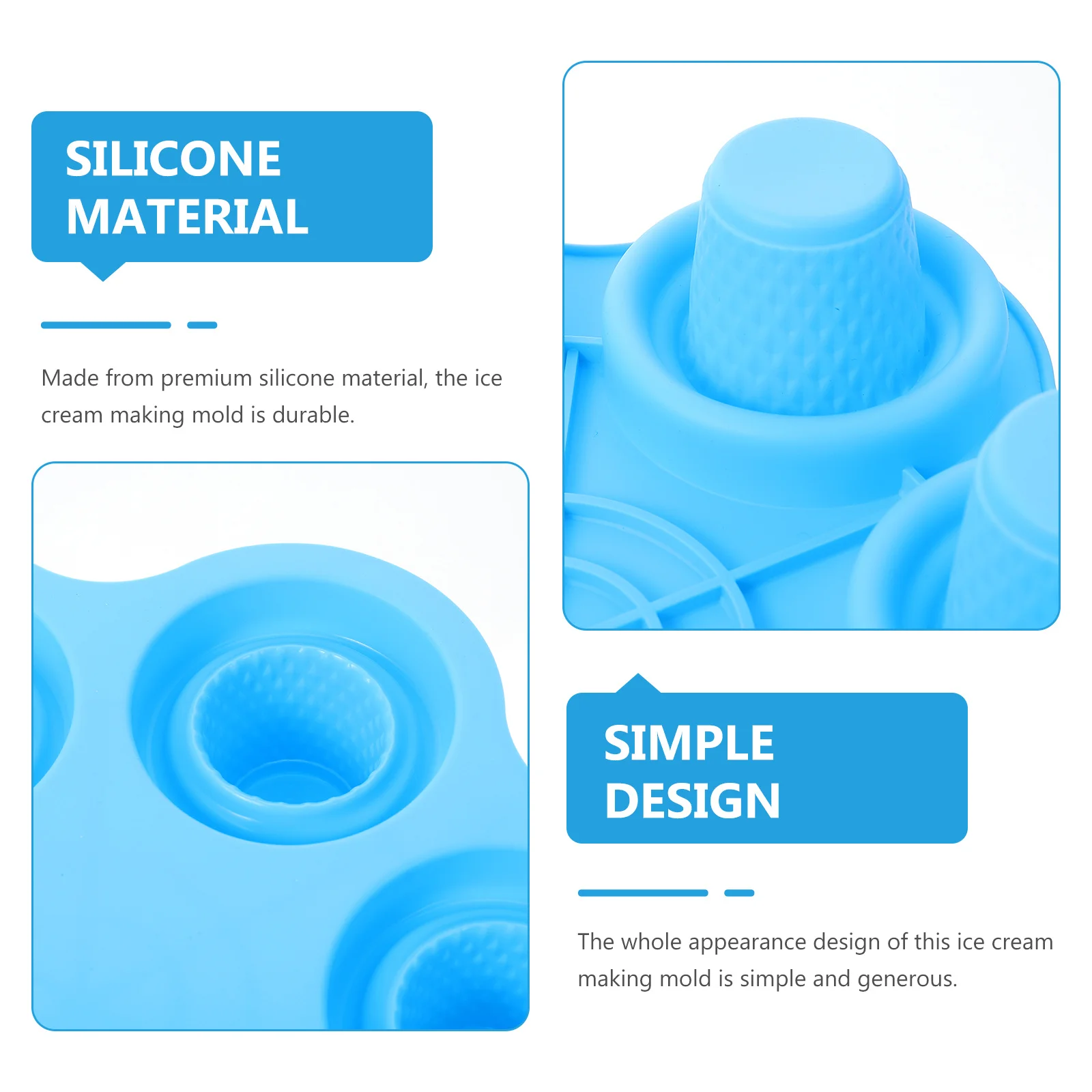 

Silicone Ice Cream Cone Mold 6-Hole Household Ice Mold Practical Design Easy Storage Popsicle Maker Popsicle Maker