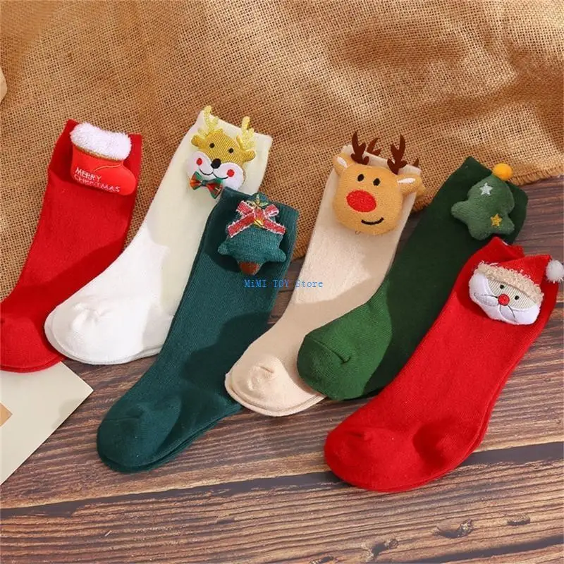 24be Säugling Neugeborene Baumwollkindsocken Santa Elk Dekor Baumwollsocken Geschenk