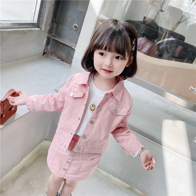 Autumn Spring Baby Girl Clothes Set Girls Korean Clothing Long Sleeve Jacket Coat + Skirt 2PCS Suits Kids Clothing Sets Outfit