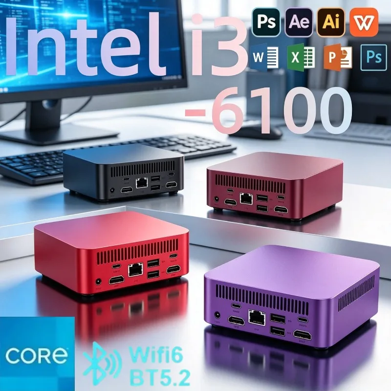 Fast 2026 New Core i3 6100 PC MINI 16GB RAM 1TB 2TB SSD WIFI 6 BT5.2 4K HD Mini Gaming Office Study Pc