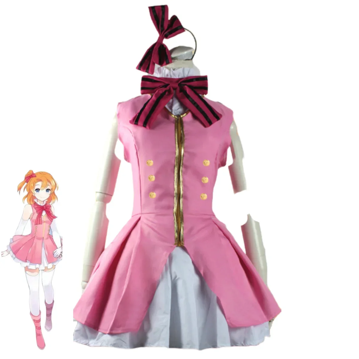 زي أنيمي تأثيري من أجل الحب الحي! ، مشروع معبود المدرسة ، هونوكا كوساكا ، ابدأ تنورة لوليتا داش للنساء ، فستان وردي ، شعر مستعار ، جميل ، بالغ #3