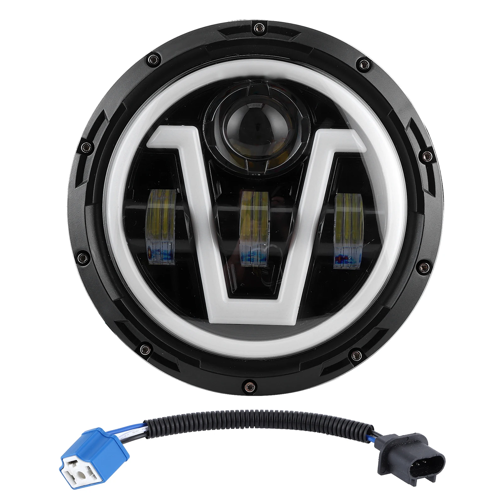 

7in Round LED Headlight White Yellow Light IP67 Waterproof Fit for Jeep Wrangler JK 2007-2018