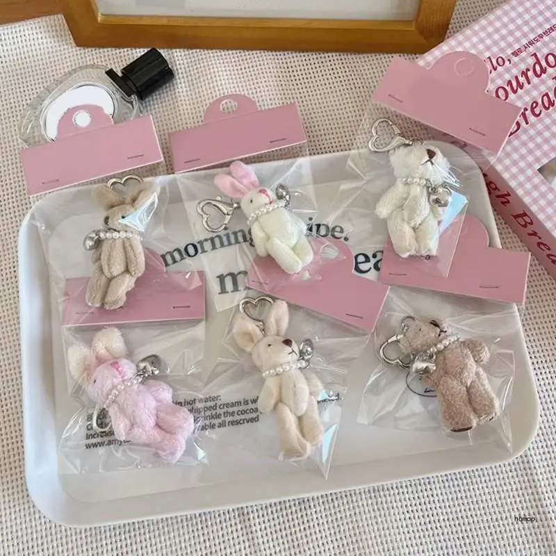 Creative Rabbit/Bear Keyring Bag Pendant Trendy Car Keychain Bag Accessory