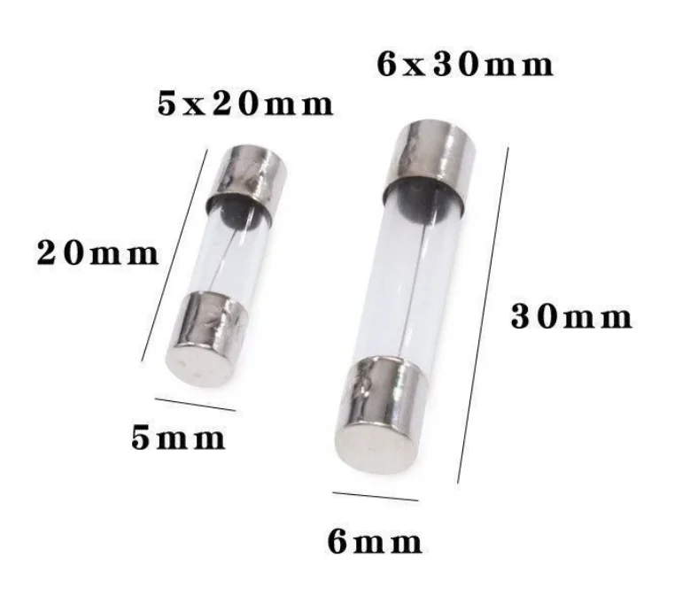 5x20 5*20mm 6x30mm 6*30 F-Quick Blow Fast 250V 0.1A 0.5A 1A 1.5A 2A 3A 3.15A 4A 5A 6A 6.3A 8A 10A 12A 15A 30A Glass tube fuse