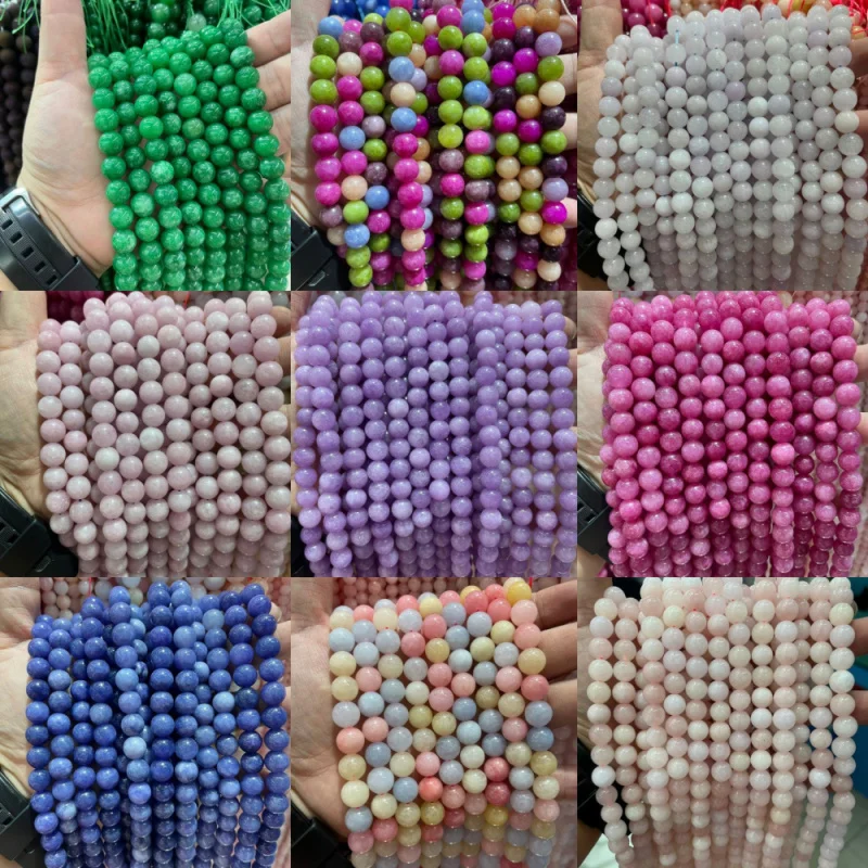 

Natural Stone Enhanced Chalcedony Round beads stringed together Ornament diy Accessories Bracelets and beads Semi-Finished