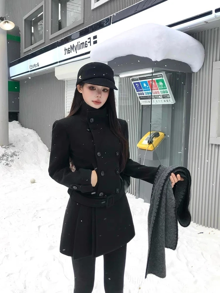 

Hebe Sle Thiened Woolen Coat Women's Design Sensation Small Personali Small Size Warm Cotton Inter Winter Coat