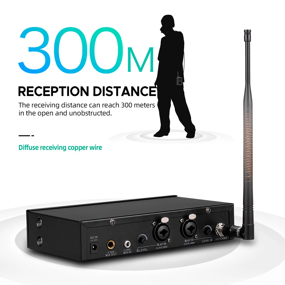 Debra Stereo ST-102 Wireless In-Ear Monitor System with Bluetooth UHF range 80-300m for stage, recording, instrument,drummer