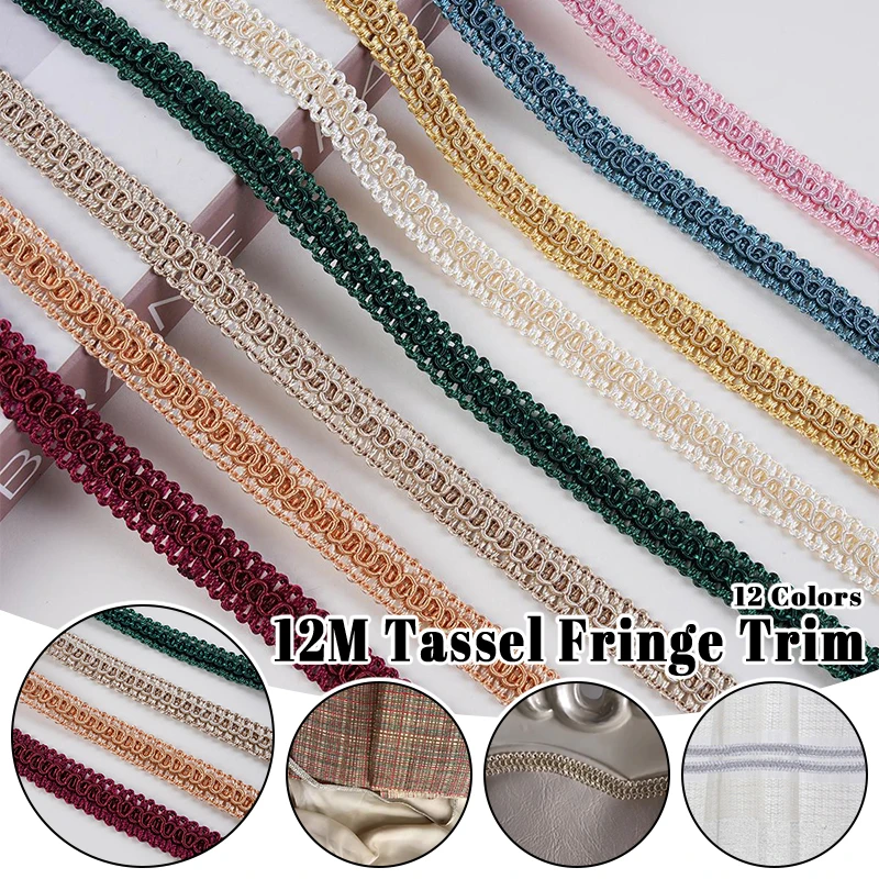 

12 Meter Tassel Fringe Trimmin 1.2cm Width Lace Trim Ribbon For Sewing Curtain Sofa Pillow Home Upholstery DIY Decor Accessories