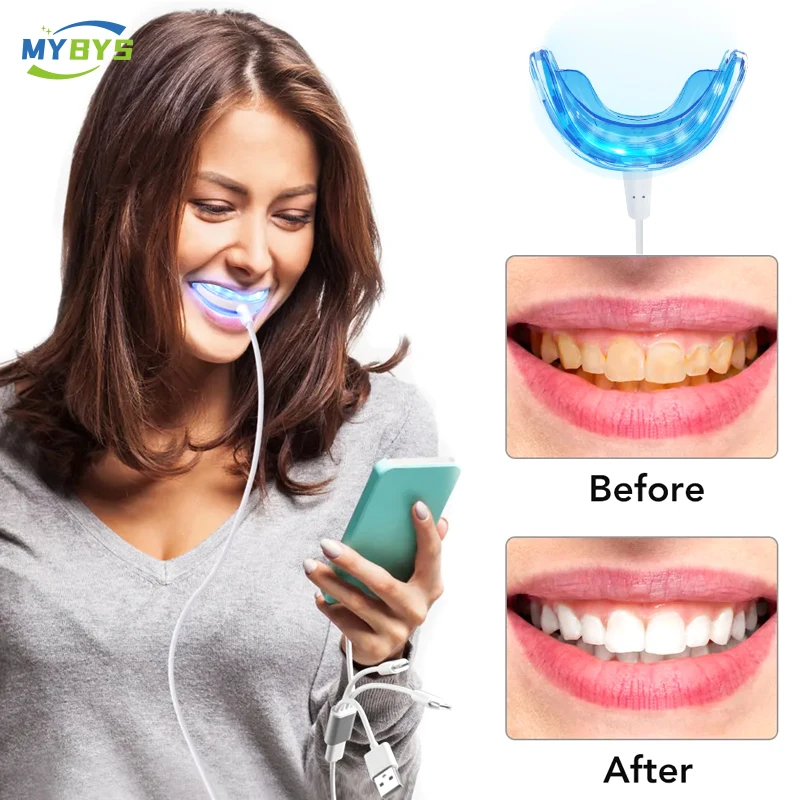 

MYBYS Teeth Whitening Kit Smilekit Dental Tool 16LED Luster 44% Peroxide Tooth Pen USB Mobile Phone Charge Healthy Care Use