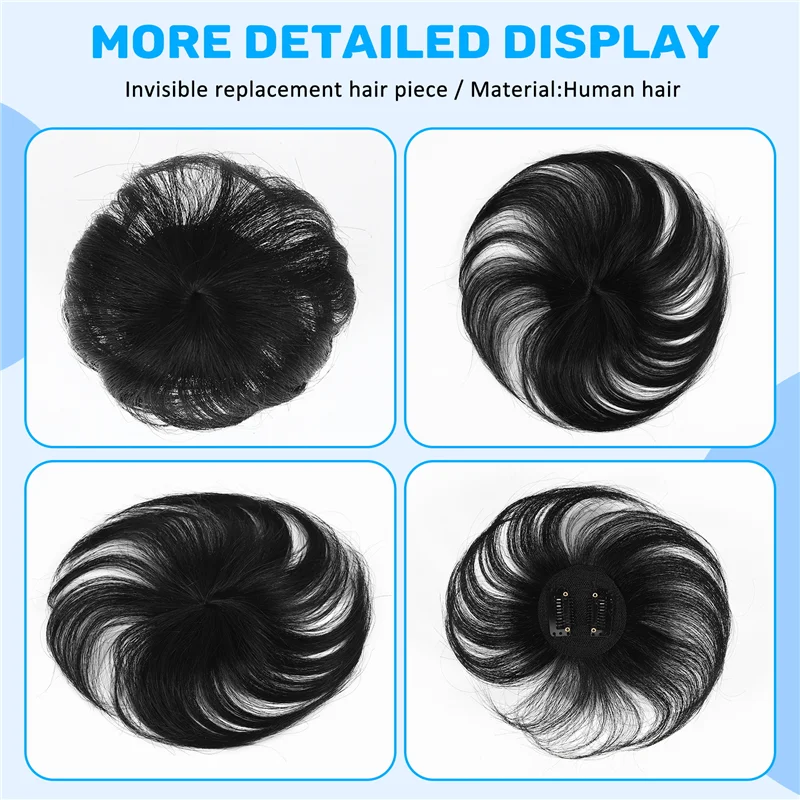 X11A Human Hair Topper Wig With Bangs Increase The Amount Of Hair On The Top Of The Head To Cover The White Hair Hairpiece