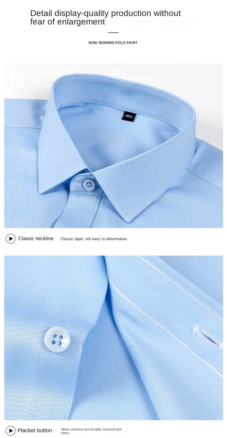 Weißes Hemd, langärmliges Business-Hemd für Herren, Sonnenschutz aus Eisseide, knitterfrei, bügelfrei, lässige Karriere – Detail 6