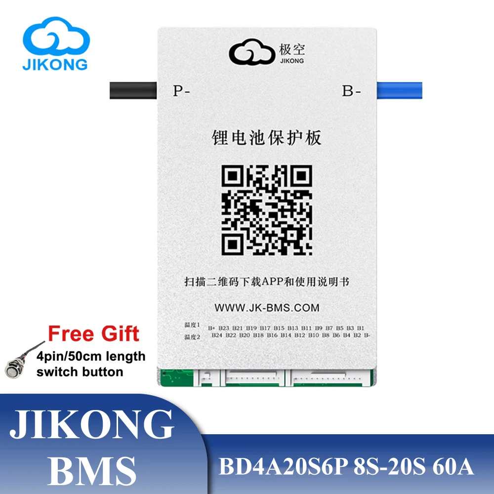 JIKONG BMS JK BD4A20S6P 24 В 36 В 48 В 64 В для LiFePo4 Литий-ионный аккумулятор LTO 0,4 А Active Balance 60A 8S 10S 16S 20S Bateria Smart BMS