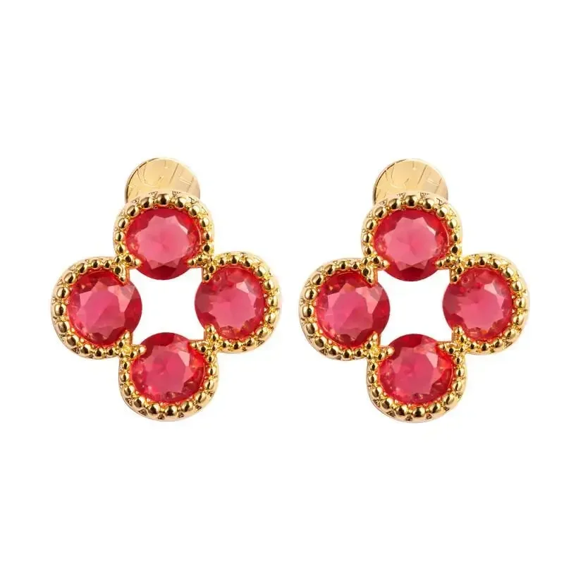 CH Two-tone Series Gold Silver Plated Clover Zircon Cos Ornaments Multi-color Ladies Horror Costume Decor Props Bag Accessories