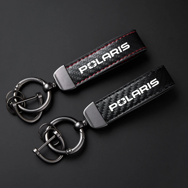 Car Keychain POLARIS Keyring Leather Grain Keyring Motorcycle Keychain For POLARIS Funny Decoration Auto Accessories