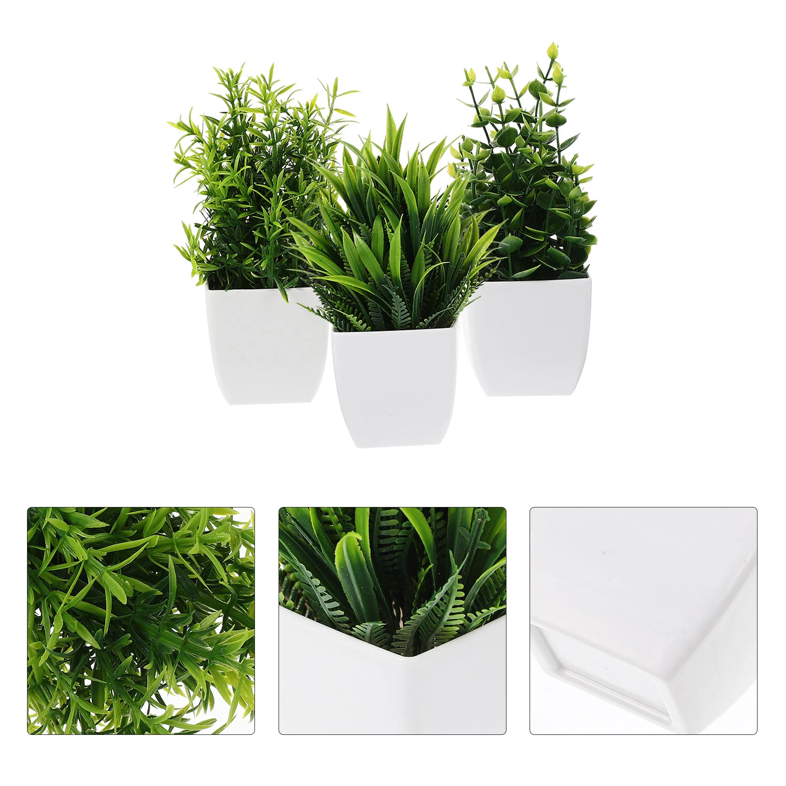 

3 Pcs Artificial Moss Simulated Potted Plant Fake Bonsai Desk Faux Plants Indoor Mini Desktop Adornments Green