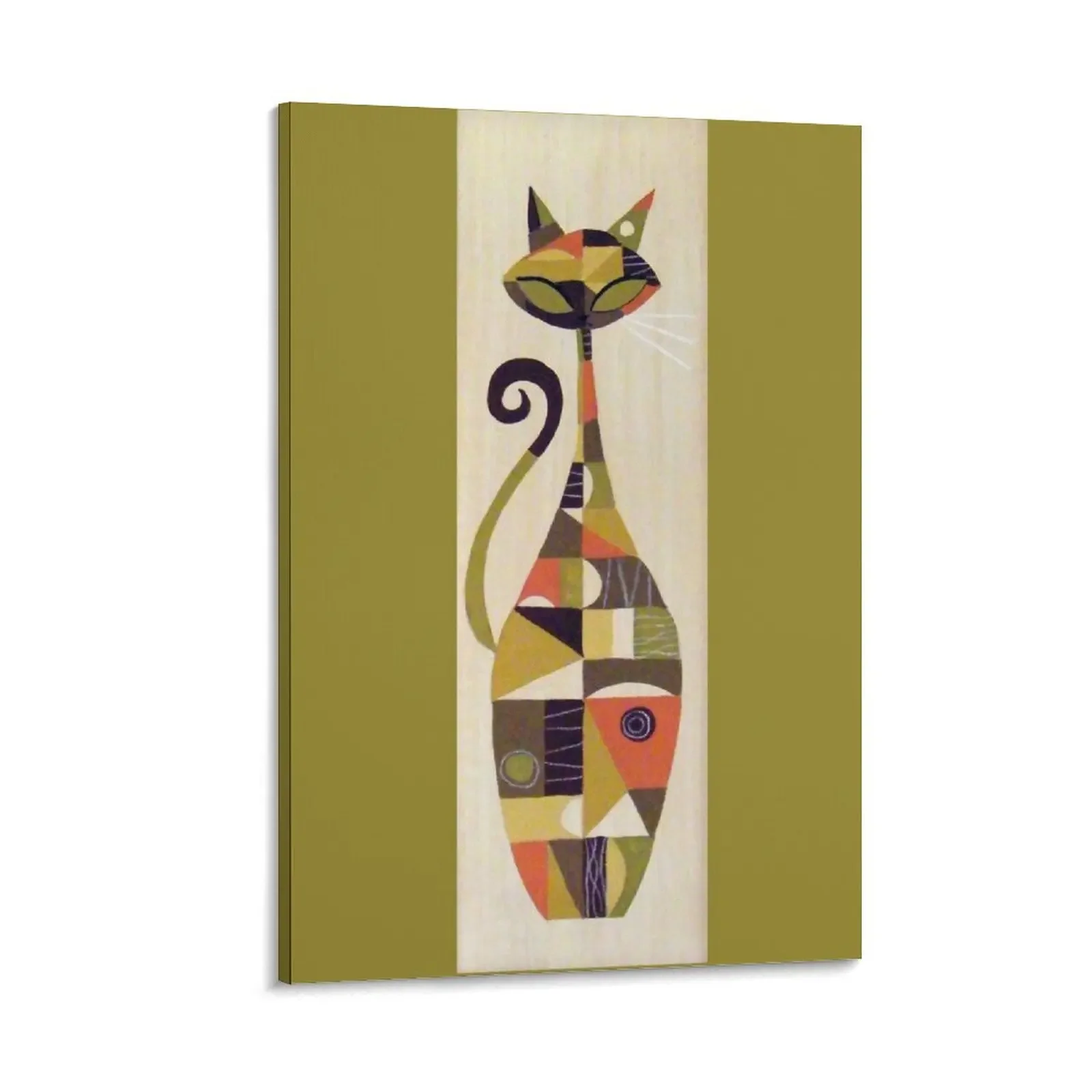 

Mid Century Modern Colorful Cat Canvas Painting bedrooms decorations anime poster poster aesthetic