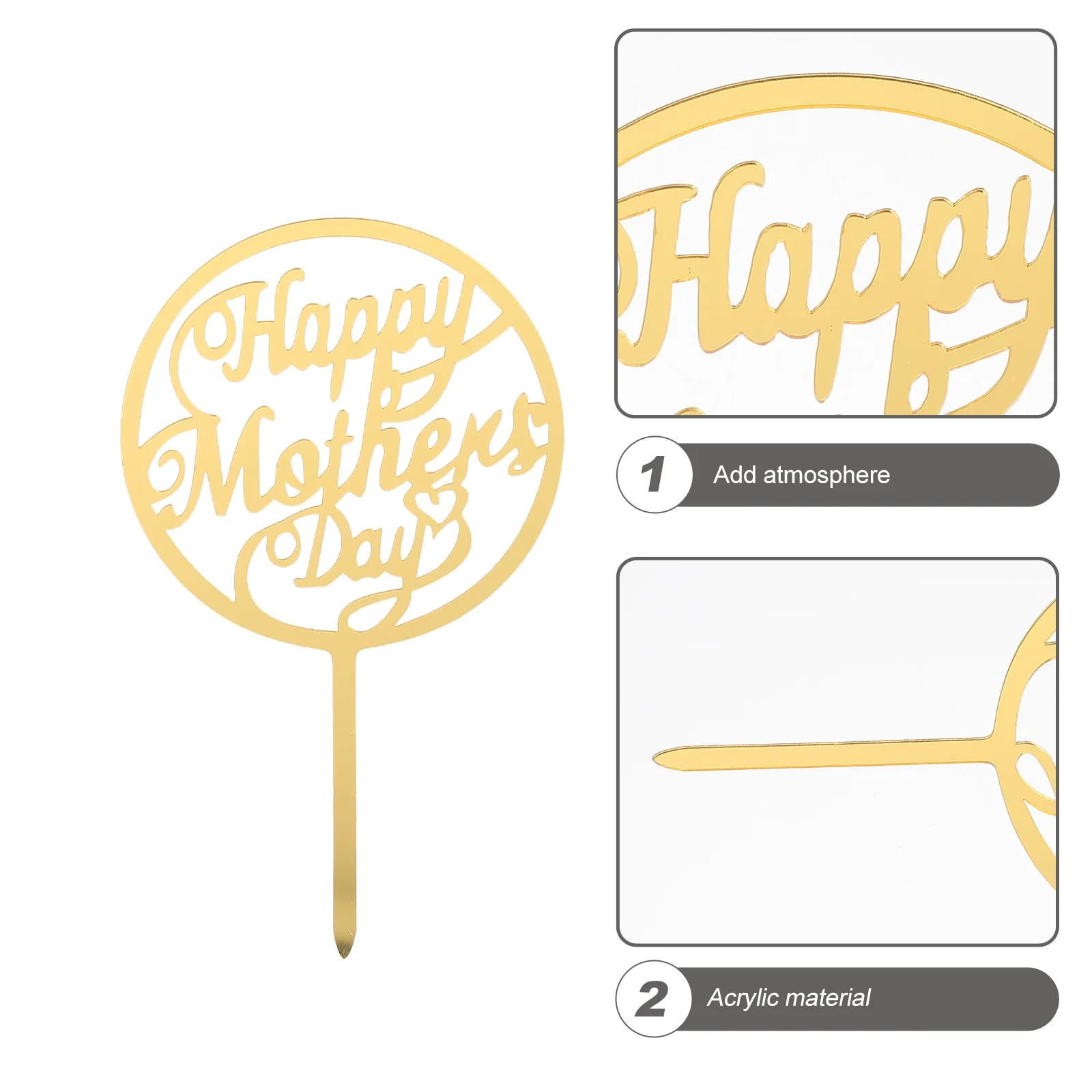 

10 Pcs Cake Decorations Acrylic Material Mother's Day Toppers Festive Supplies Birthday Anniversaries Props