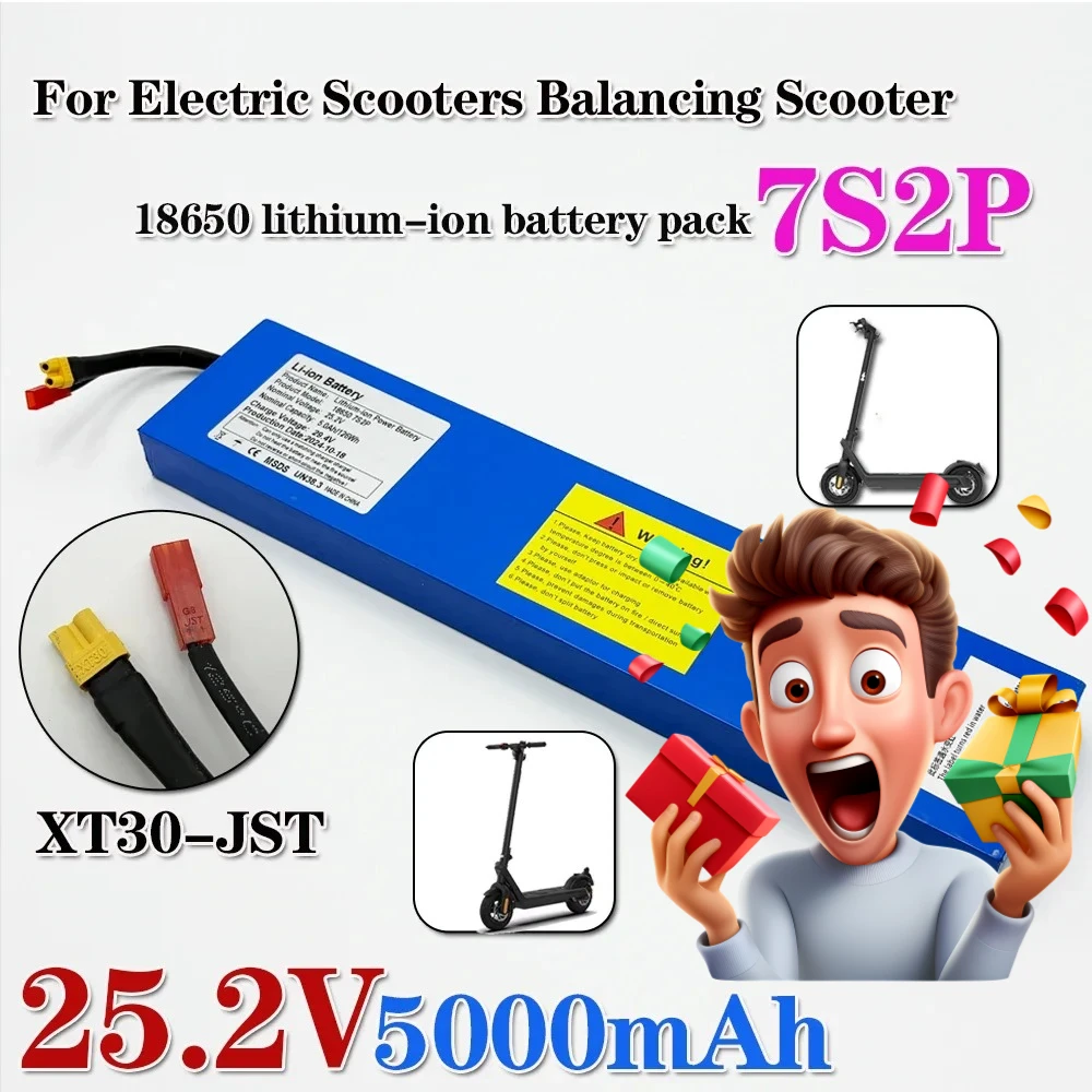 

18650 7s2p 25.2V 5.0ah Battery Lithium Ion Battery 25.2V 5000Mah for Electric Scooters Balancing Scooter