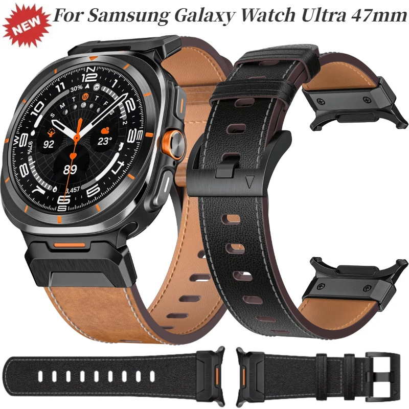 

Mecha Strap For Samsung Galaxy Watch Ultra 47mm Stainless Steel Replacement Bracelet For Galaxy Watch 7 Ultra Leather Wristband