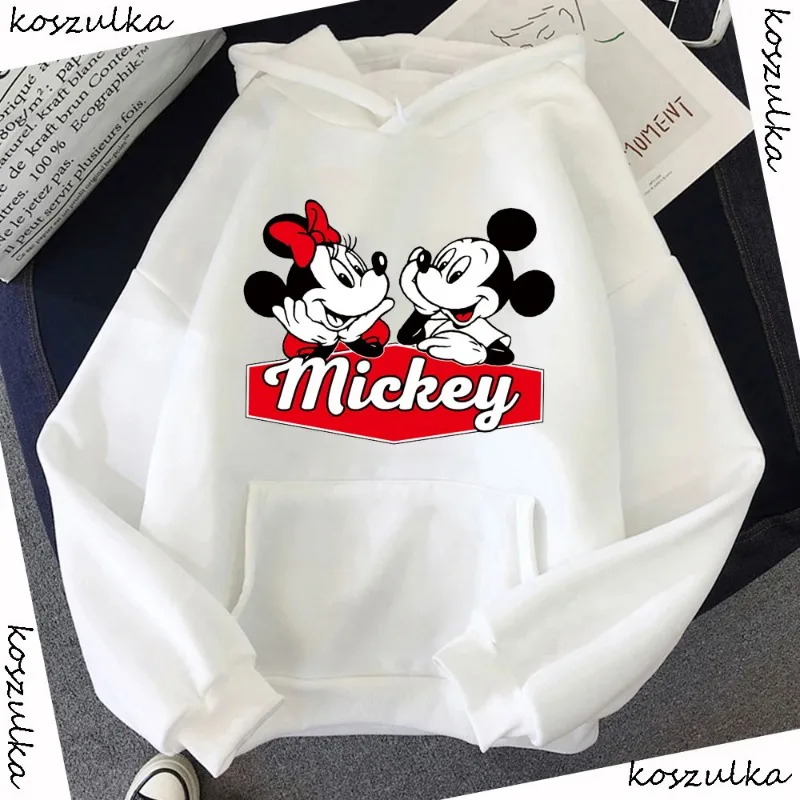 Disney Mickey Minnie Mouse Cartoon Anime Women Pullover Spring Autumn Men Oversized Hoodie Casual Couple Sweatshirt Clothes Tops