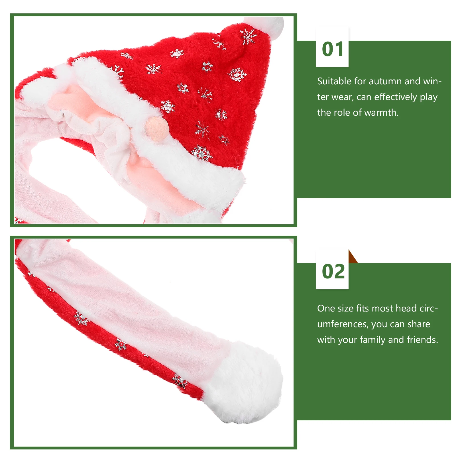 

Has Santa Claus Headdress Mens Halloween Hat Beanie Earmuff Boys Costume Moving Winter Hats Warm Miss