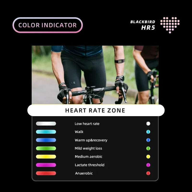 BLACK BIRD Arm Heart Rate Sensor LED Color Display Heart Rate Zone BLE ANT Waterproof HR Monitor For Bike Computer
