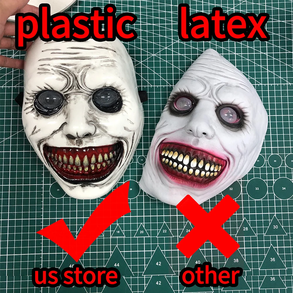 The Exorcist Smiling Plastic Mask Cosplay Evil Creepy Demon Ghost Face Skull Masks Halloween Carnival Party Costume Props