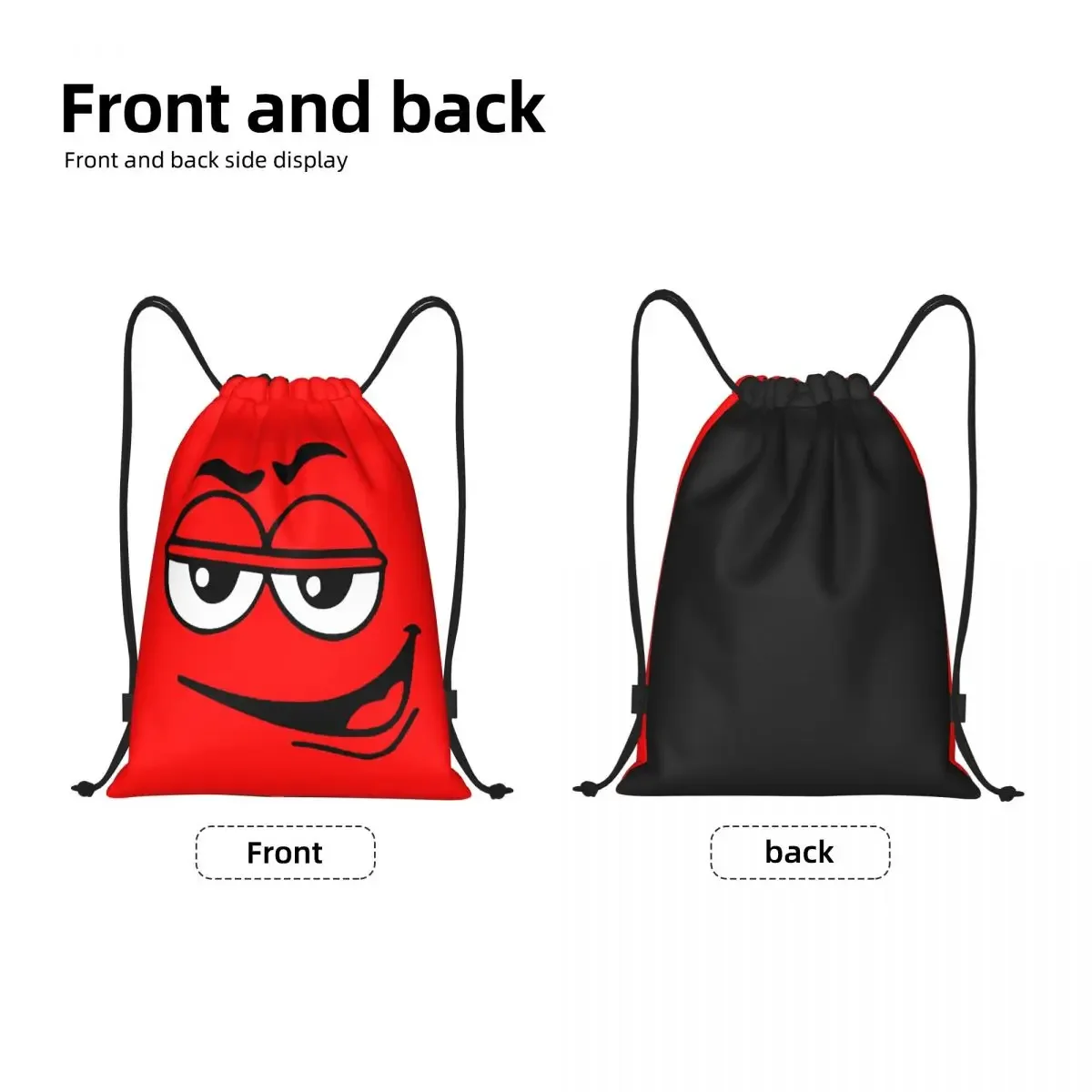 Cartoon Chocolate Red Candy Face Drawstring Bags Women Men Foldable Gym Sports Sackpack Training Storage Backpacks