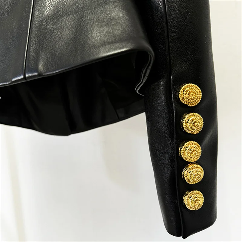 Giacca in pelle da donna Nuovo autunno 2025 monopetto slim fit girocollo top a maniche lunghe Cappotto da donna in pelle PU artificiale