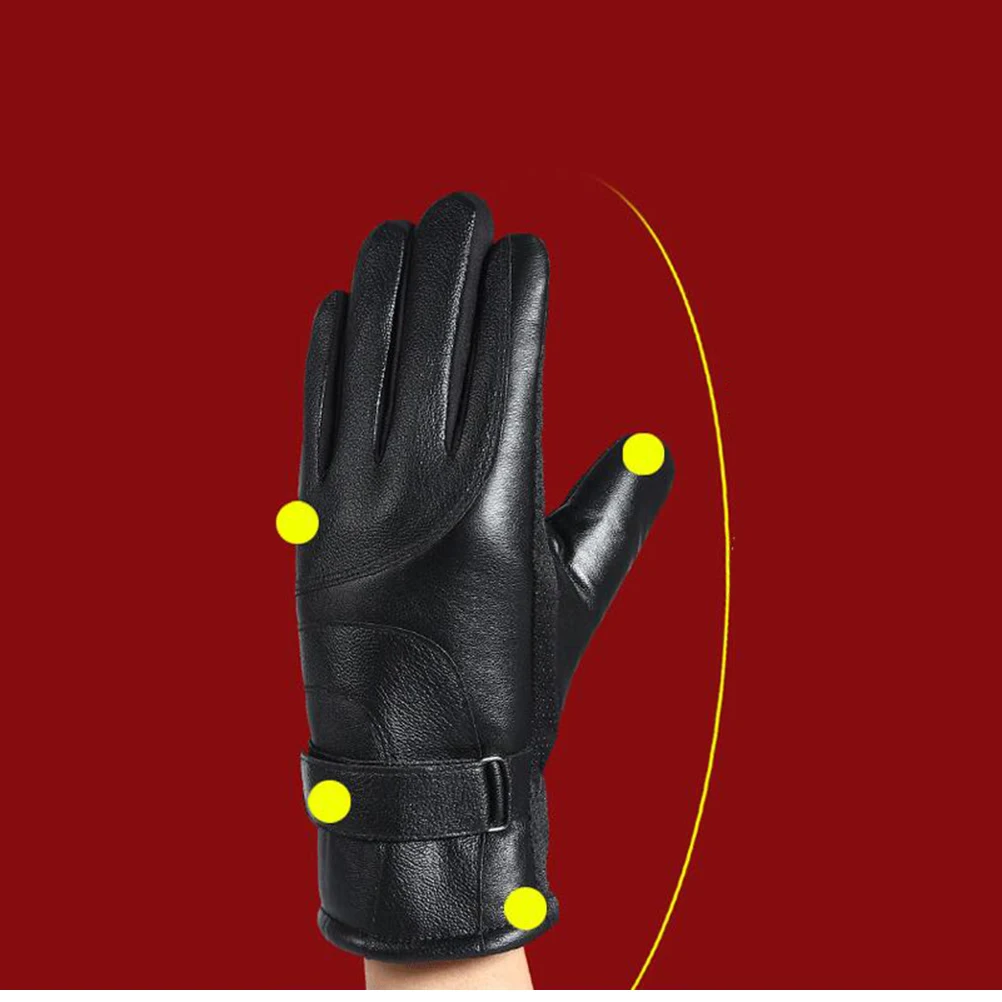 

1 Pair Windproof Motorcycle Gloves Pu Warm Outdoor Sports Gloves For Cycling Skiing Snowboarding Winter Activities Black