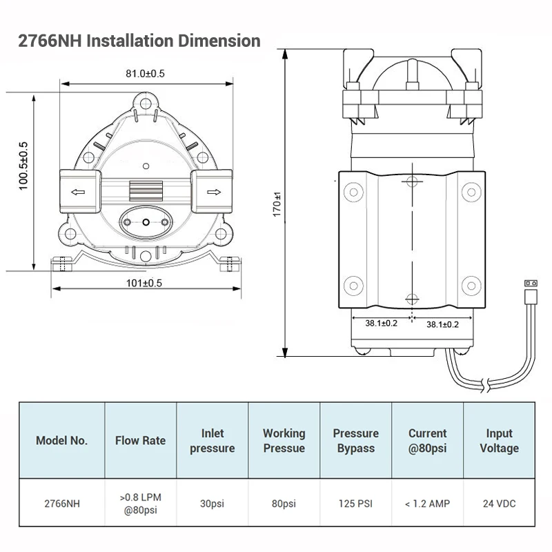 Coronwater 75GDP Water Filter RO Water Booster Pump TYP-2766NH Increase Reverse Osmosis System Pressure