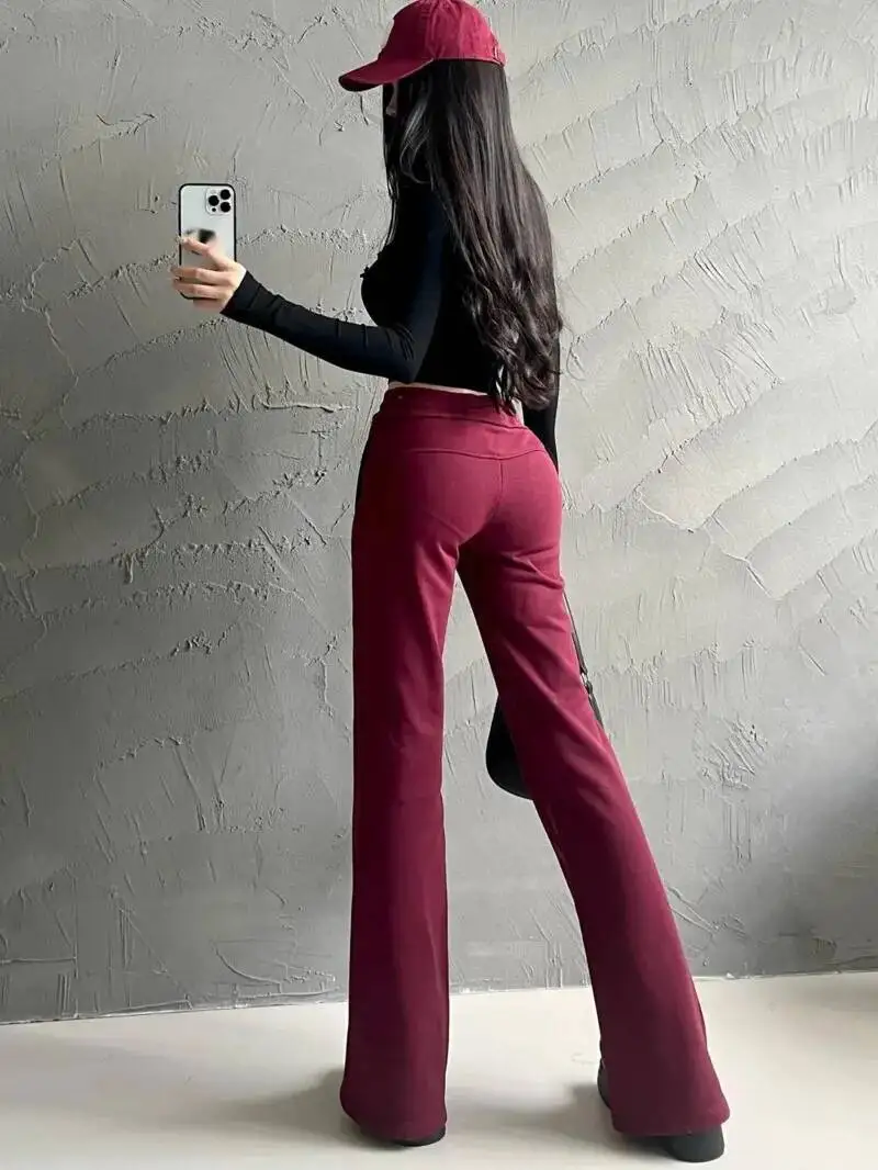 American Style Spicy Girl Low Waisted Pants For Women 2026 Spring Autumn New Micro Flared Sports Pants Slim Casual Sweet F7ZA