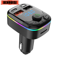 PD 3.4A Dual USB Car Charger Bluetooth 5.0 Type-C Wireless Light Charge Adapter in Car FM Transmitter Ambient Player MP3 Charger