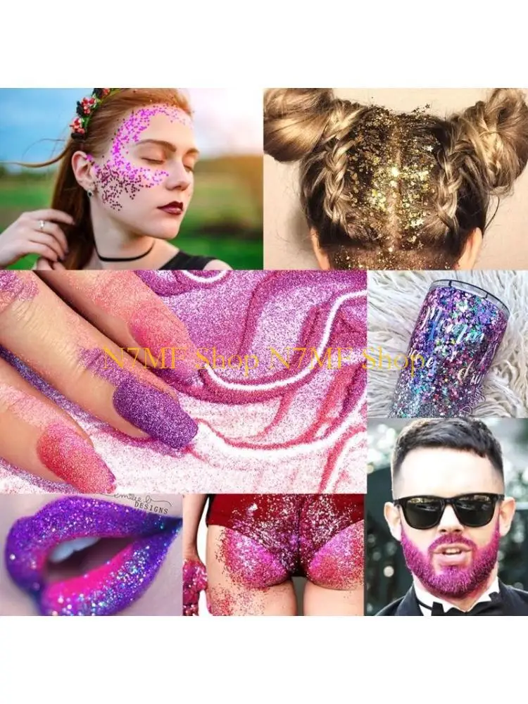 

N7MF 16 ColorsNail Art Decorations Glitter PET Glitter Flakes Decor