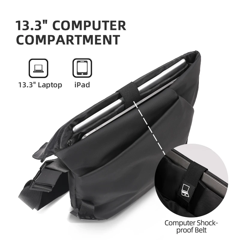 HK Large Messenger Bag For Men Water Repellent Sling Bags Business School Shoulder Crossbody Bag Fit 13 inch Ipad Satchel Bag