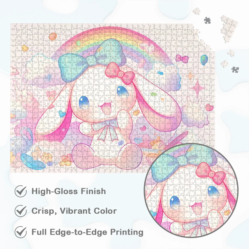Cinnamoroll Regenbogen Holzpuzzle Sanrio Niedlicher Cartoon DIY Großes Puzzlespiel Spielzeug Geschenk Montessori Spaß Familienspiel Puzzle