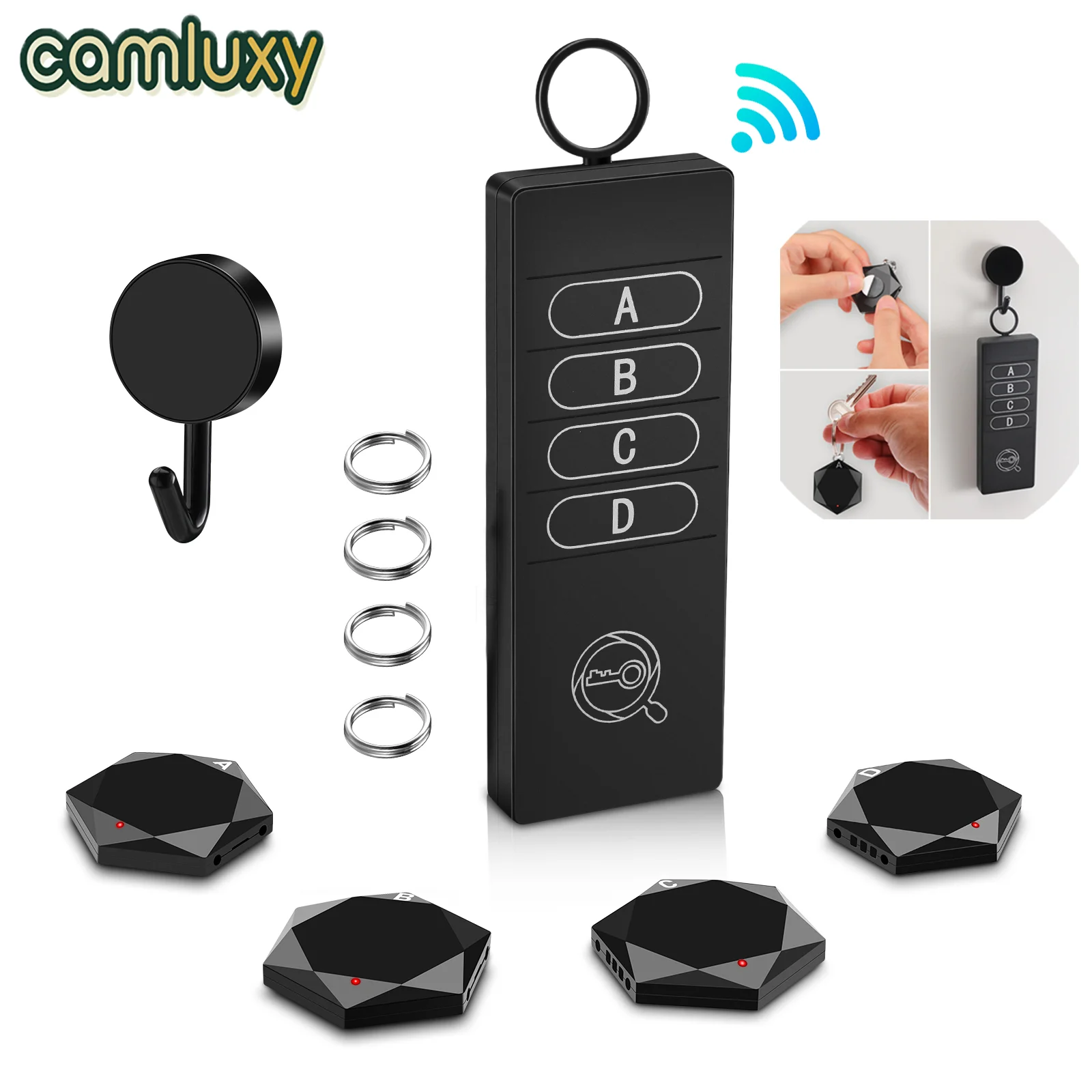 bloomoto-ペット用のポータブルアンチロケーターワイヤレスロケータースマートおもちゃ財布追跡装置4つのレシーバー