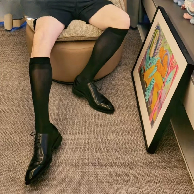 

Oil Shiny Thin Ice Stocks Breathable Stretchy Knee High Long Socks Hoisery Sheer Pantyhose Stockings For Men