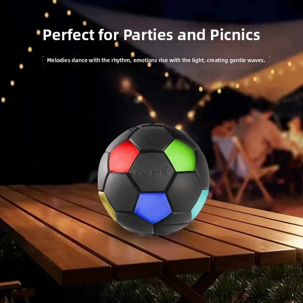 

Creative Soccer Ball Shaped Wireless Speaker With RGB Lights & Lanyard Waterproof 360° Sound Portable Speaker For Outdoor