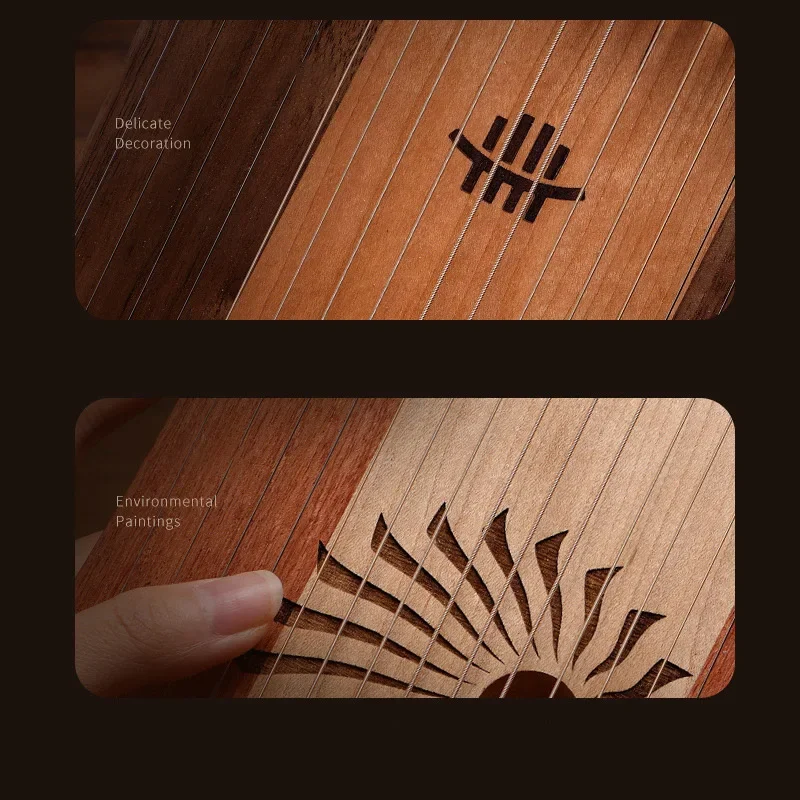 Lyre 31 Strings Mini Thumb Kalyre 17 Kalimba Strings Finger Harp Wood Creative Finger Lyre Beginner Musical Instrument Gift