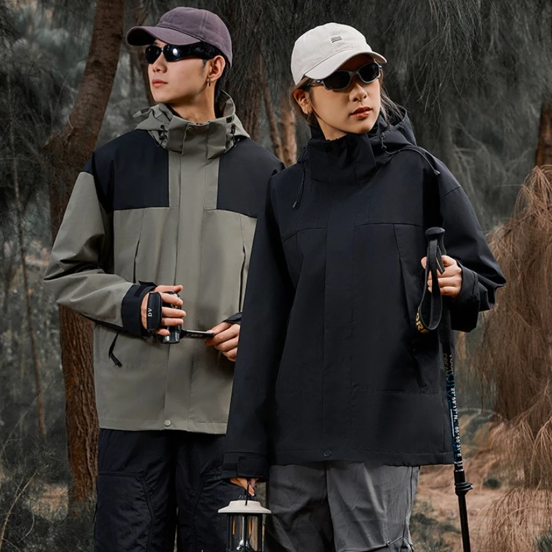 

Осенняя лоскутная ветровка для мужчин и женщин, куртка-карго, уличное альпинистское спортивное пальто, ветрозащитное водонепроницаемое походное пальто с капюшоном