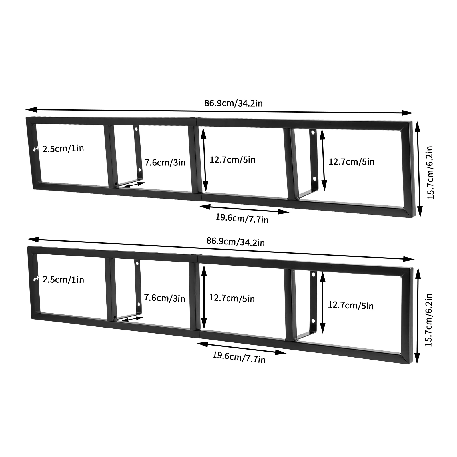 قطعتان من رفوف تخزين الأقراص المضغوطة المعدنية مقاس 34 بوصة، باللون الأسود، قابلة للتركيب على الحائط لتوفير المساحة، تحمل ألعاب CD/DVD/الفيديو، لمراكز الوسائط المنزلية