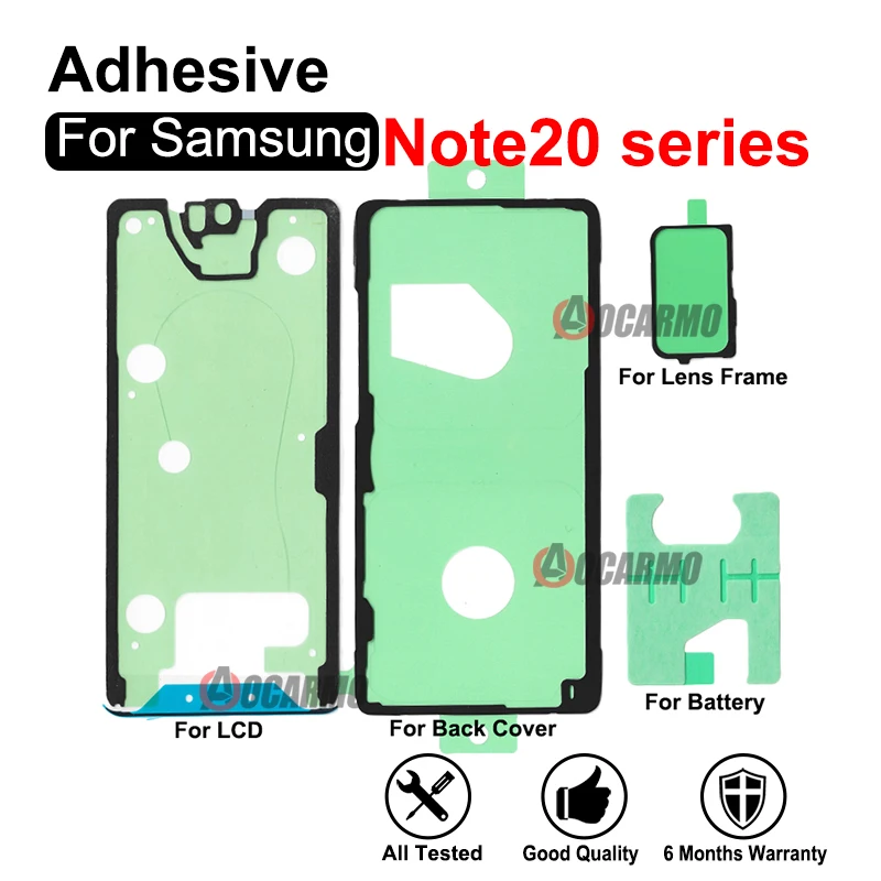 Kompletny zestaw naklejek do Samsung Galaxy Note 20 Ultra, przednia szybka LCD, tylna obudowa, klej do baterii, Note20 Note20U, część zamienna do naprawy.
