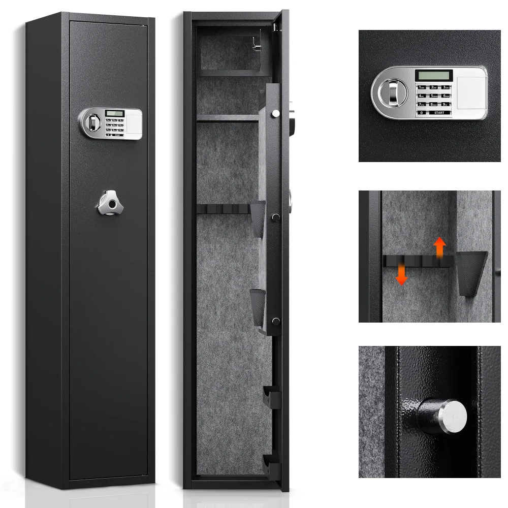 Rifle Gun Safe,3-5 Gun Safes for Home Rifles and Pistols with Inner Cabinet and Adjustable Shelf AndAlarm System  Caja Fuerte